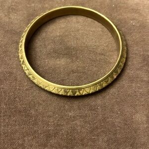 Vintage Etched Hearts Brass Bracelet Bangle